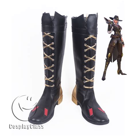 ashe overwatch replica boots cosplay|Overwatch OW Ashe Black Cosplay Boots .